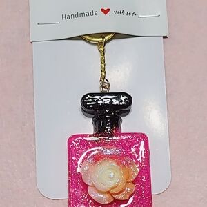 Floral Pink and Black Keychain
